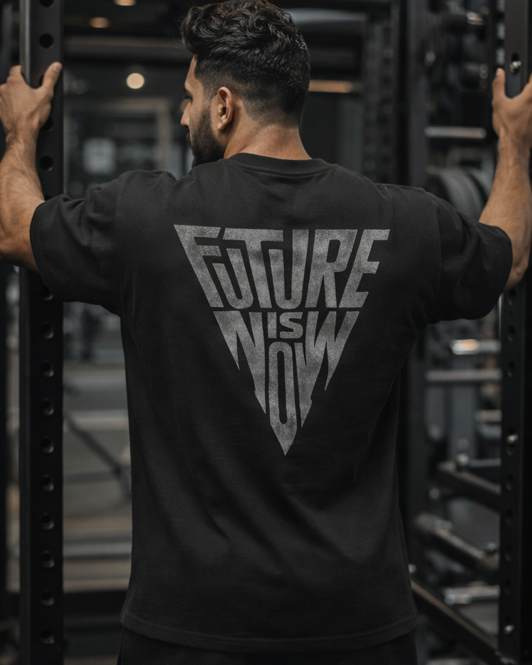 Future is now Black Oversized Tee