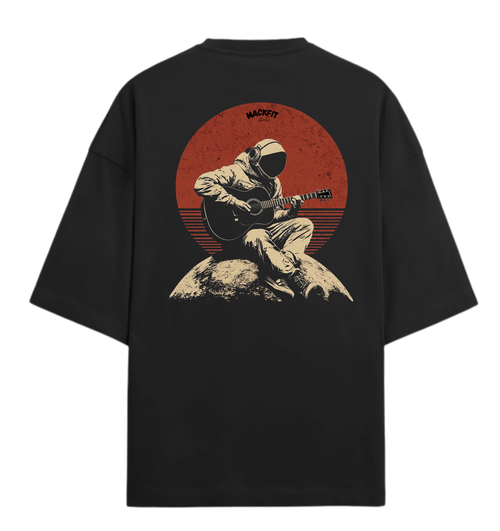Mackfit Club Moon Guitar Aesthetic Oversized T-Shirt